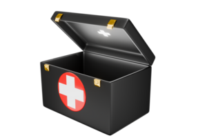 Box oder Tasche zum Notfall medizinisch Ausrüstung, Krankenhaus, Medizin Hilfe, Medizin, Apotheke, 3d Illustration trennen auf Hintergrund - - Ausschnitt Pfad png