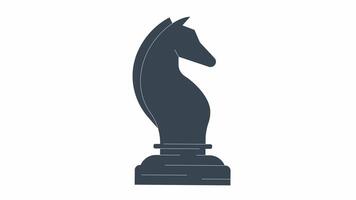 Knight figure jumping black glyth 2D object animation. Playing strategical game hobby monochrome linear cartoon 4K . Horse shaped chess piece animated item isolated on white background video