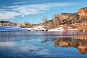 Colorado mountain lake in winter photo