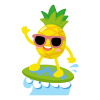 ananas spelar surfbräda, ananas surfingbräda sommar, frukt Hej sommar png