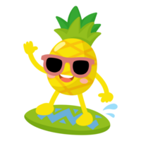 ananas spelar surfbräda, ananas surfingbräda sommar, frukt Hej sommar png