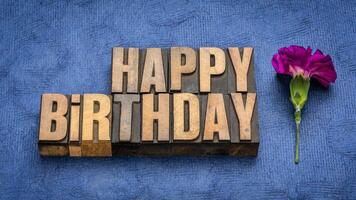 Happy Birthday greetings in letterpress wood type photo
