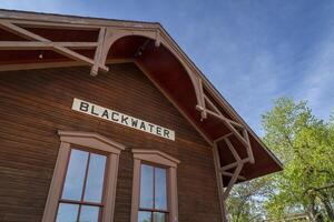 detail of old railorad depot in a historic town of Blackwater, Missouri photo