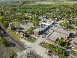 historic town of Blackwater, Missouri, springtime aerial view photo