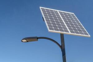 street light with solar panel photo