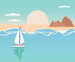 Tranquil Seascape Sail vector