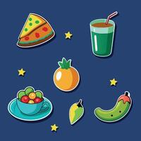 Vibrant Food Stickers vector