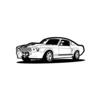 Vintage Classic Muscle Car Monochrome Art Illustration Isolated vector