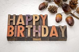 Happy Birthday in wood type photo