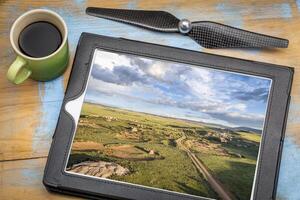 prairie road - aerial photography concept photo