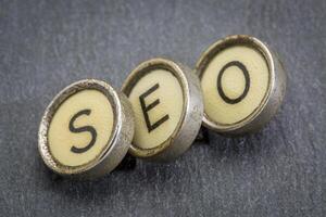 SEO acronym in typewriter keys photo