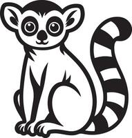 Lemur silhouette illustration on white background. vector