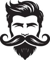 Beard Handsome Man with Cool Hairstyle and Mustache Illustration, Hipster character with styles hair beard man. vector