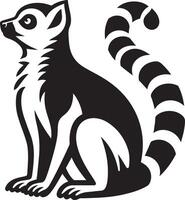 Ring Tailed Lemur silhouette illustration on white background. vector