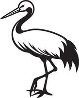 Crane bird or heron silhouette illustration. vector