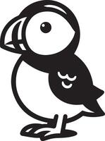 Atlantic Puffin bird silhouette illustration icon illustration on white background. vector