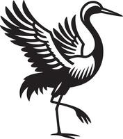 Crane heron bird silhouette illustration. vector