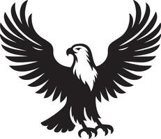 Eagle flying with its wings spread silhouette illustration. vector