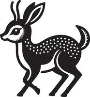 Cute baby Dik dik silhouette illustration on white background. vector