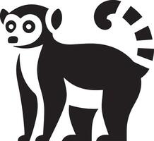 Lemur sitting silhouette icon illustration on white background. vector