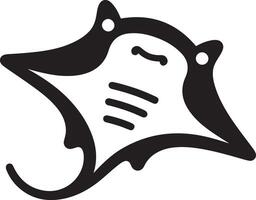 Manta Ray silhouette icon illustration on white background. vector