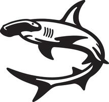 Hammerhead Shark silhouette outline illustration. vector