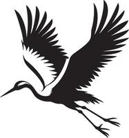 Crane bird flying silhouette illustration. vector