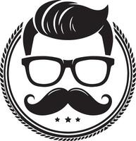 Gentleman with Glasses and a Long Mustache Illustration, Mustache and glasses man with cool hairstyle vector