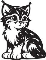 Cute baby Lynx silhouette illustration on white background. vector