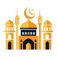 Islamic Mosque Silhouette with Gradient Color. Ramadan Kareem Mosque on White Background vector