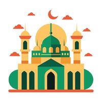 Islamic Mosque Silhouette with Gradient Color. Ramadan Kareem Mosque on White Background vector