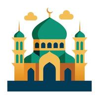 Islamic Mosque Silhouette with Gradient Color. Ramadan Kareem Mosque on White Background vector