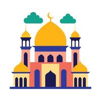 Islamic Mosque Silhouette with Gradient Color. Ramadan Kareem Mosque on White Background vector