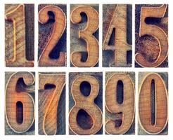 wood type numbers isolated photo