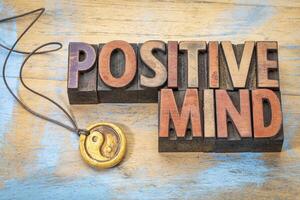 Positive mind in wood type photo