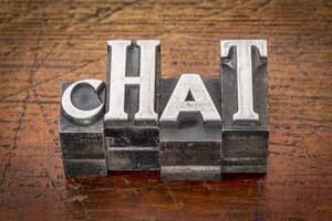 chat word abstract in metal type photo