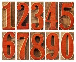 wood type numbers isolated set photo