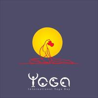 yoga day background with meditation and other yoga pose vector