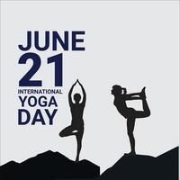 yoga day background with meditation and other yoga pose vector