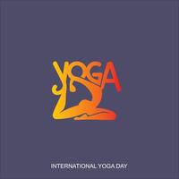 yoga day background with meditation and other yoga pose vector