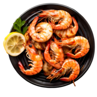 Roasted peeled prawn, Grilled shrimp isolated on transparent background, cut out, or clipping path. png