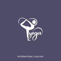 yoga day background with meditation and other yoga pose vector