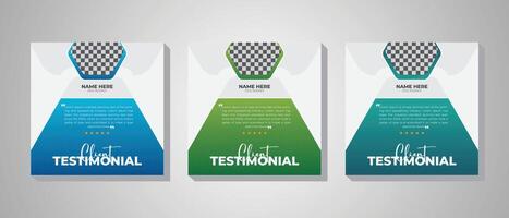 A client testimonial design template with contemporary and fashionable polygon shapes vector