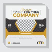 Secret tricks for your company business social media post banner design, Chic and vibrant style vector