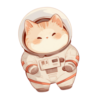 liten fett katt bär astronaut kostym png