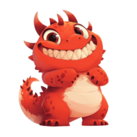 Cute cartoon red monster illustration png