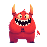 glücklich rot Monster- Karikatur Charakter png