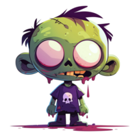 Cute green cartoon zombie png