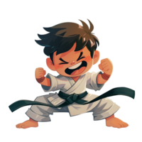 Cartoon of happy little karate kid png