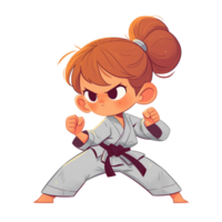 Cute young girl practice karate png